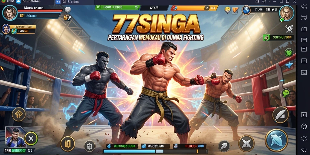 Tampilan gameplay Fighting yang intens dan menegangkan di 77SINGA.