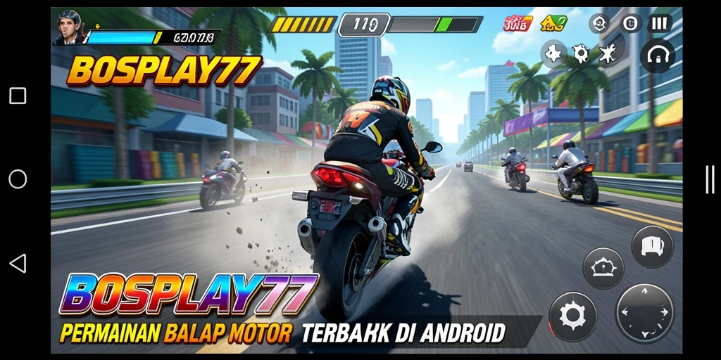 Gameplay balap motor yang mendebarkan dan penuh aksi.