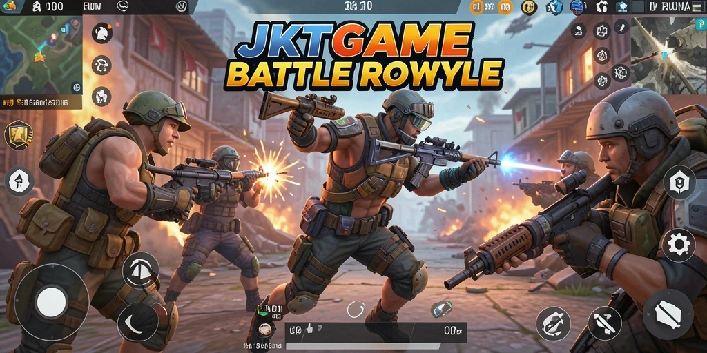 Gameplay seru JKTGAME dengan aksi Battle Royale yang mendebarkan.