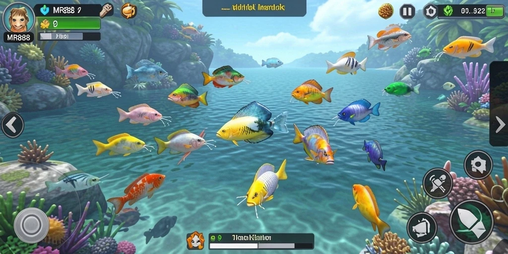 Tangkapan layar gameplay seru di MR888 saat berburu ikan.