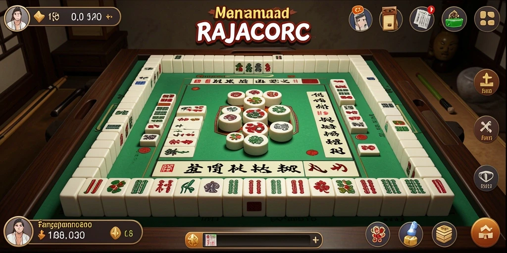 Screenshot RAJACORC menunjukkan gameplay Mahjong yang seru dan menantang.