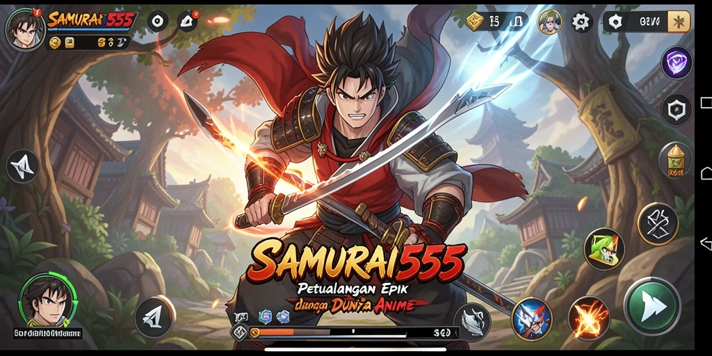 Tangkapan layar SAMURAI555 menampilkan aksi pertarungan seru di dunia Anime.
