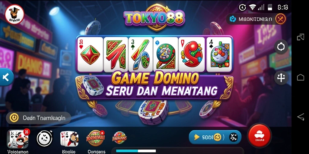 Tampilan seru dalam gameplay Domino TOKYO88.